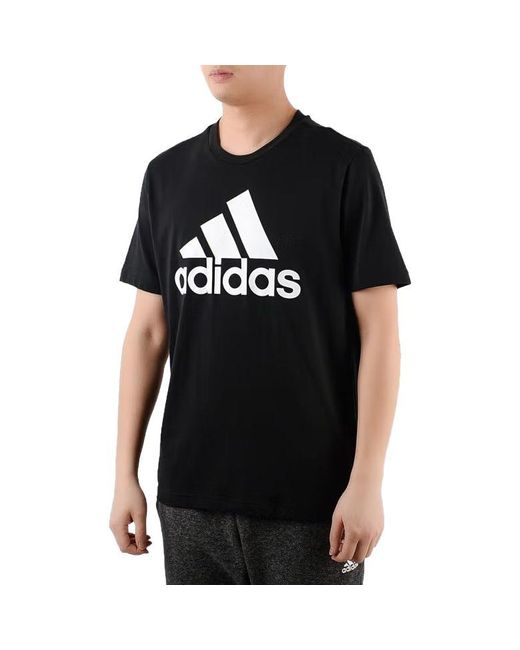 Adidas Black Classical Logo Printed Tee for men