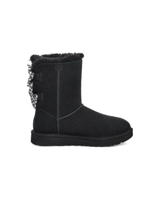 Ugg Black (Wmns) Checkered Bow Snow Boots