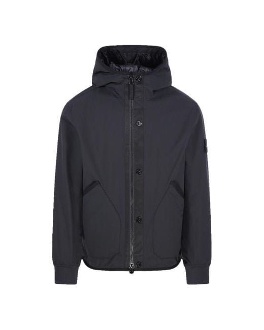 Stone Island Blue Waffen Patch Shell R Hooded Jacket for men
