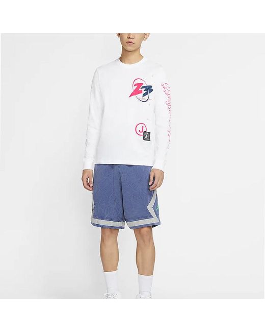 Nike White 23 Air Printing Casual Sports Round Neck Long Sleeves for men