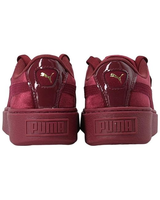 PUMA Red (Wmns) Platform Velvet Low-Top Sneakers