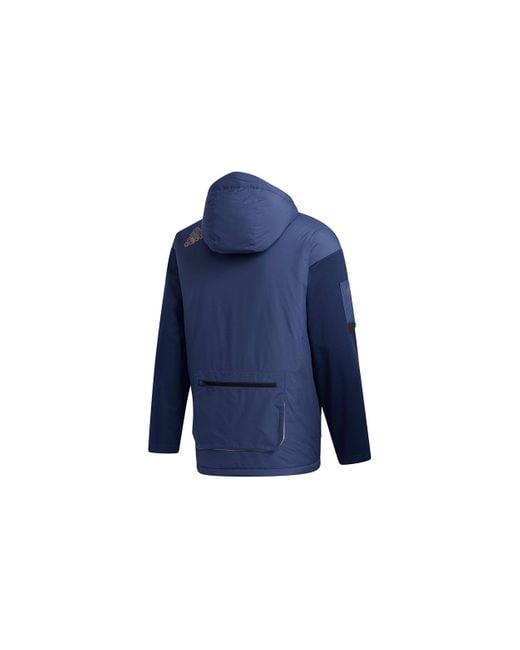 Adidas Blue Urban Pad Jkt Outdoor Sports Hooded Jacket for men