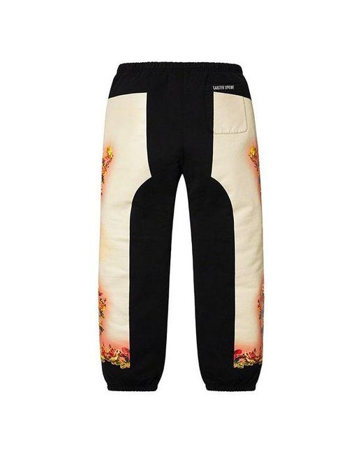 Supreme Black X Jean Paul Gaultier Floral Print Sweatpants for men
