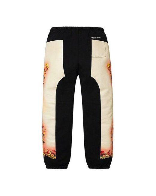 Supreme Black X Jean Paul Gaultier Floral Print Sweatpants for men