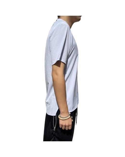 Nike Blue Solid Color Plaid Round Neck Pullover Breathable Short Sleeve T-Shirt for men