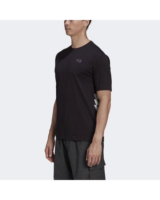 Adidas Black Y-3 Small Logo Printing Round Neck Short Sleeve T-Shirt for men
