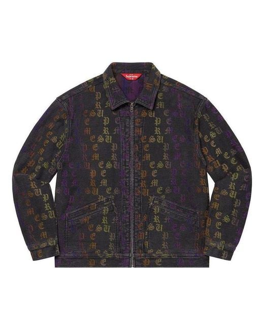 Supreme Black Gradient Jacquard Denim Work Jacket for men