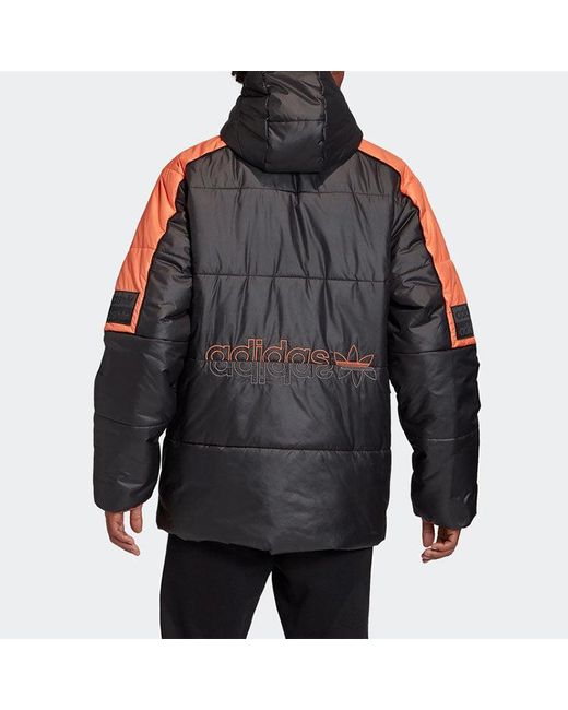 Adidas Black Originals R.Y.V. Padded Stay Warm Colorblock Sports Mid-Length Hooded Padded Jacket for men