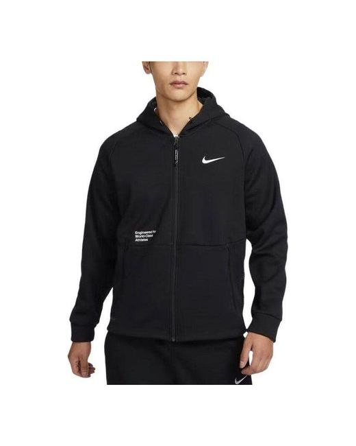Nike Black Pro Therma-fit Full-zip Hooded Jacket for men