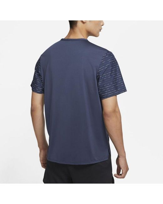 Nike Blue Dri-Fit Rise 365 Run Division Patchwork Sweatpants Round Neck Short Sleeves T Shirt for men