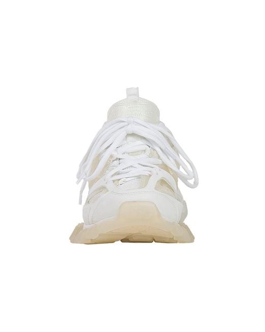 Balenciaga White Track Clear Sole Low Mesh Nylon Sneakers for men
