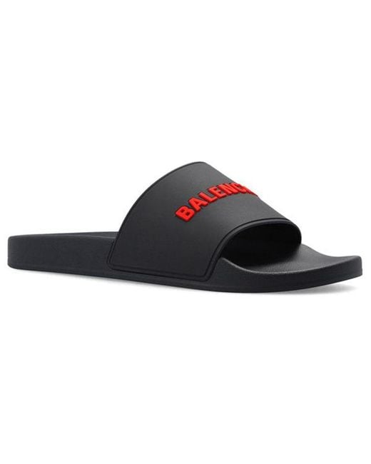 Balenciaga Black Pool Slides for men