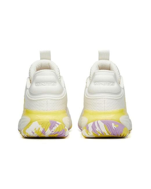Anta White Light Cement Bubble 2 Cushioned Basketball Shoes for men