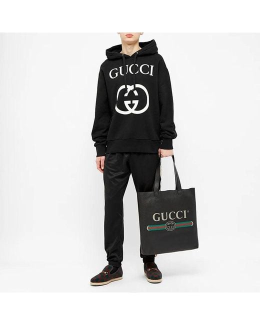 Gucci Black Hoodies Interlocking G for men