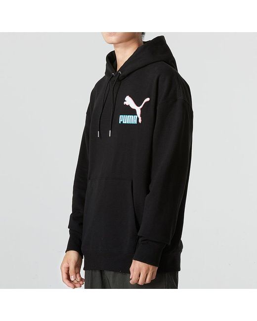 PUMA Black Colorblock Fandom Logo Hoodie for men