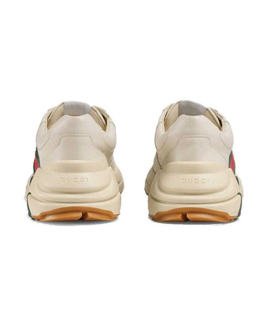 Gucci White Rhython Leather Sneaker 'logo' for men
