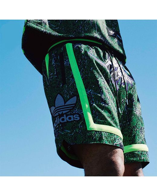 Adidas Green Originals X Sankuanz Crossover Double Sided Sports Shorts for men
