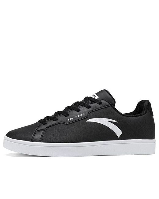 Anta Black Leather Skateboarding Shoes for men