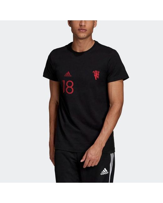 Adidas Black Mufc Gfx T 10 Manchester United Soccer/Football Sports Short Sleeve Ic1440 for men