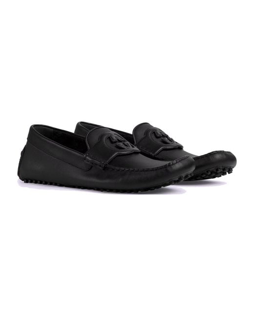 Gucci Black Leather Driver Shoes for men
