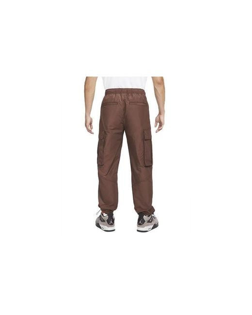 Nike Red Flight Heritage Big Pocket Cargo Woven Drawstring Casual Joggers/Pants/Trousers Chocolate for men