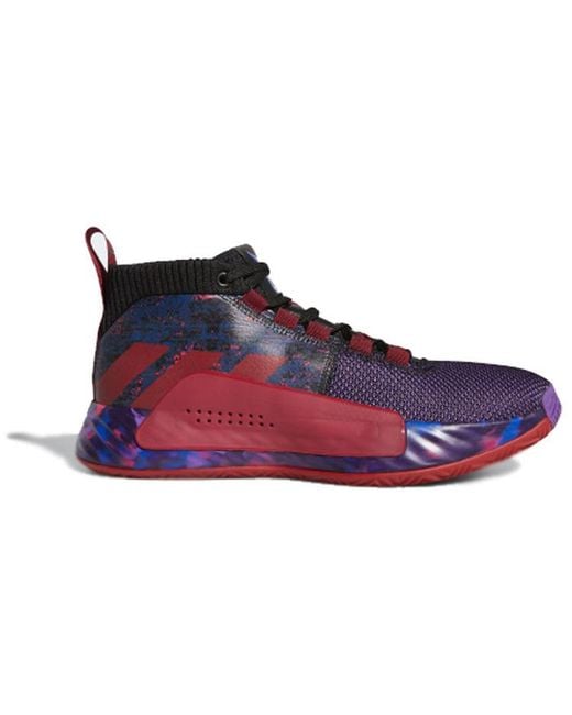 Adidas Purple Dame 5 Lillard Basketball 'Cblack Cburgu Scarle' for men