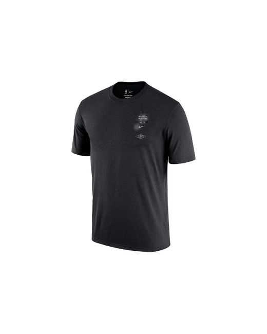 Nike Black Brooklyn Nets Geometry Pattern Logo Printing Round Neck Short Sleeve T-Shirt for men