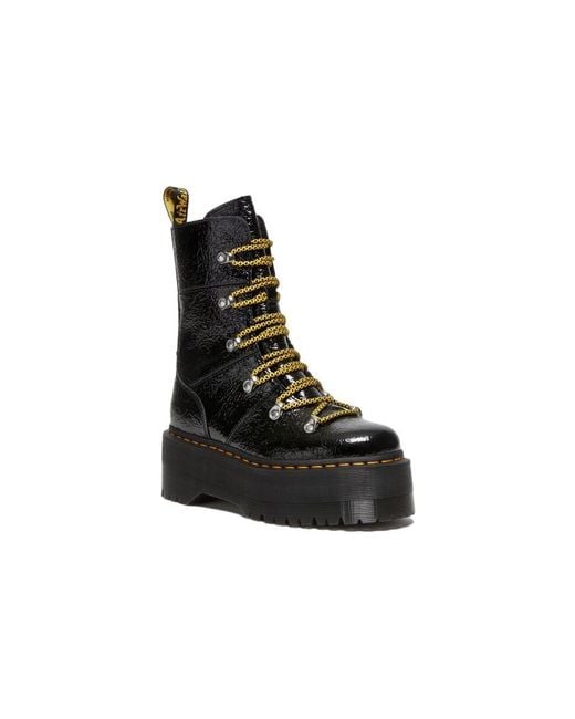 Dr. Martens Black (Wmns) Ghilana Max Distressed Patent Leather Platform Boots