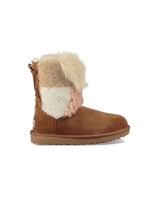 Ugg Brown Classic Short Patchwork Fluff