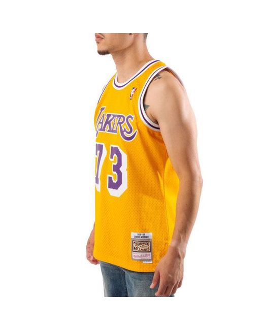 Mitchell & Ness Yellow Nba Swingman Dennis Rodman Los Angeles Lakers Road 1998-99 Jersey for men