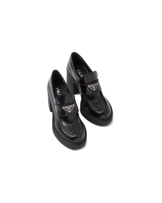 Prada Black (Wmns) Chocolate Brushed Leather Loafers