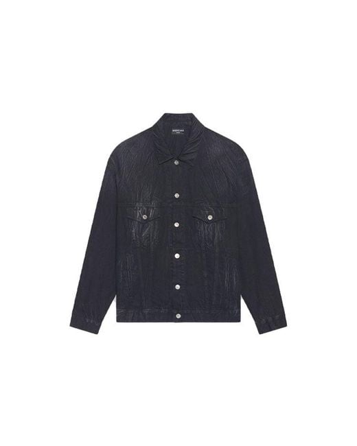 Balenciaga Blue Cities Paris Oversized Denim Jacket 'Washed' for men