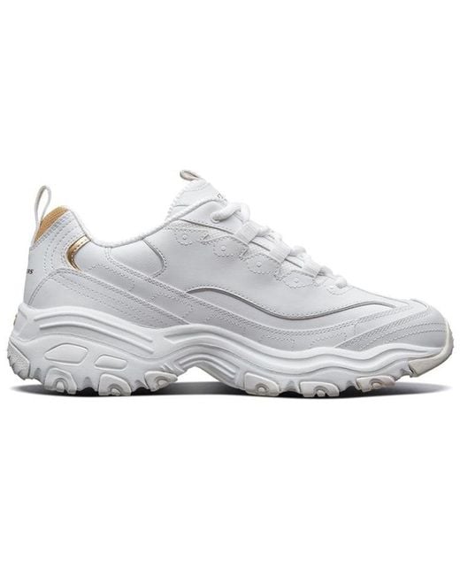 Skechers White D'Lites 1.0 Running Shoes for men