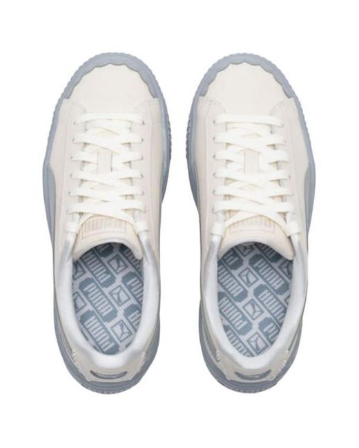 PUMA White (Wmns) Basket Platform Shoes 'Pearl'