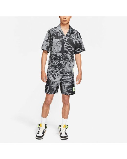 Nike Black Flight Knitting Printing Wide Loose Basketball Short Sleeve Shirt for men