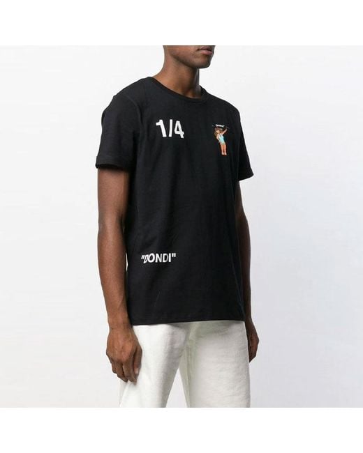 Off-White c/o Virgil Abloh Black 1/4 Back Printing Short Sleeve T-Shirt for men