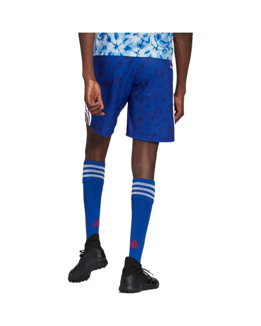 Adidas Blue Stripe Full Print Sports Soccer/Football Shorts for men