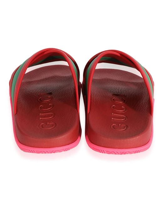 Gucci Red Web Crossover Rubber Sandal