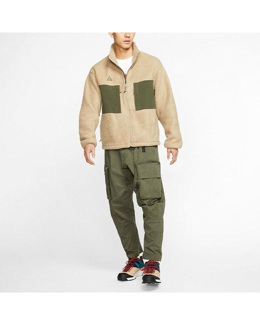 Nike Natural Acg Sports Stay Warm Contrasting Colors Pocket Stand Collar Fleece Jacket for men