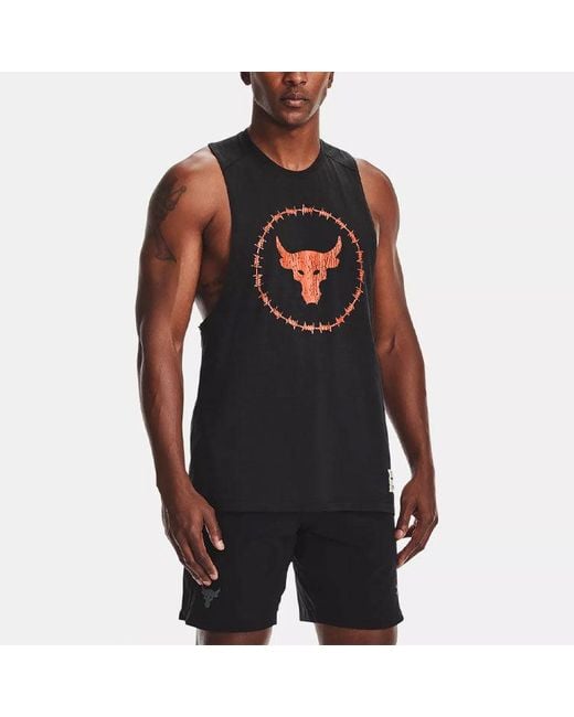Under Armour Black Project Rock Charged Cotton Tank for men