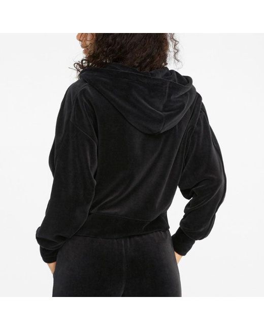 PUMA Black (Wmns) Casual Embroidered Zipper Short Hooded Jacket