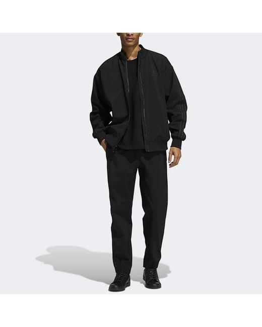 Adidas Black Originals Pw Tt Ribbed Cuff Reflective Printing Sports Stand Collar Jacket for men