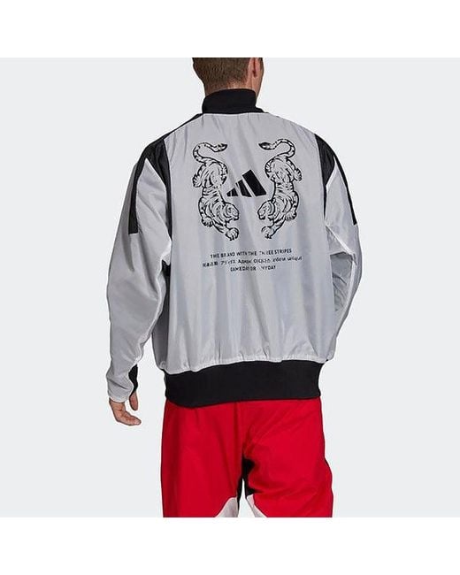Adidas Blue M Vrct Oversize Double Sided Sports Logo Jacket for men
