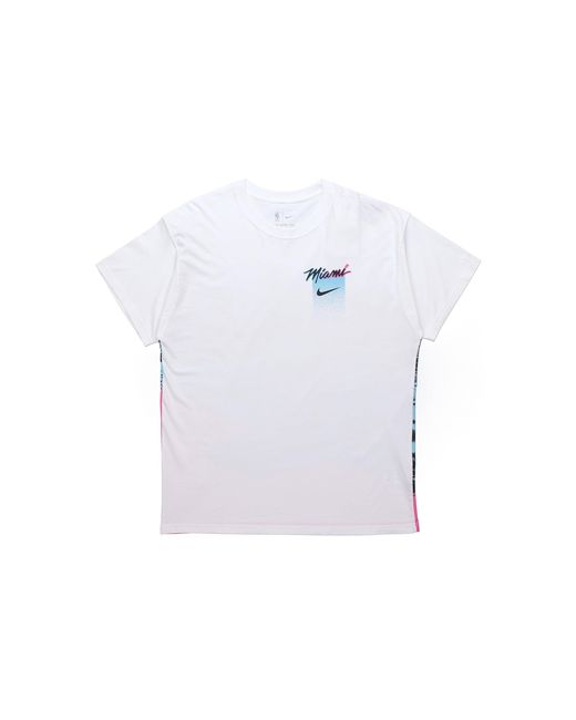 Nike Blue Nba Courtside City Edition Miami Heat Back Printing Sports Short Sleeve for men