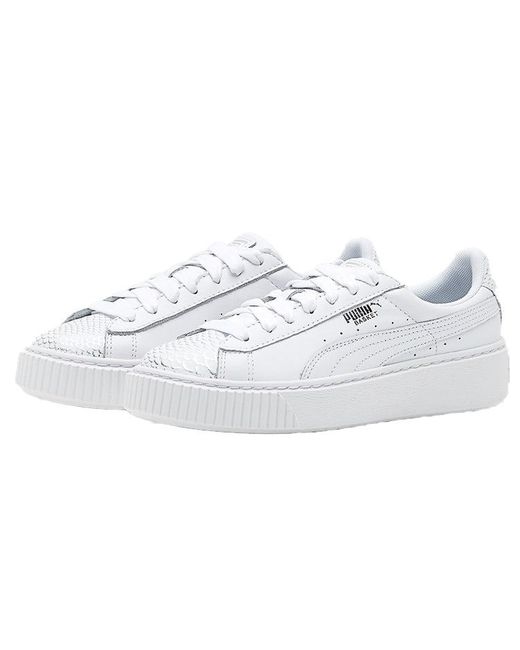 PUMA White (Wmns) Basket Platform Ocean Leisure Board Shoes