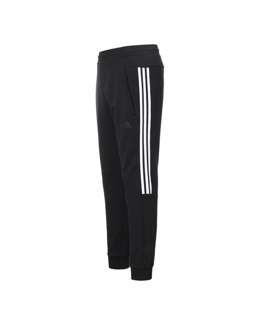 Adidas Black Casual Sports Bundle Feet Lacing Stripe Knit Long Pants for men