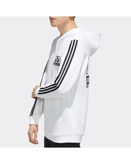 Adidas White Neo Sports Pullover Hooded Long Sleeves for men
