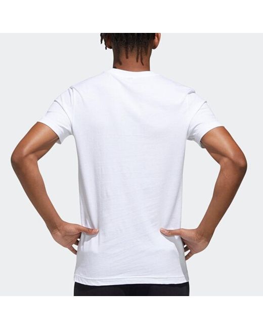 Adidas White Bj Scrawl Tee Casual Sports Round Neck Training Short Sleeve Couple Style