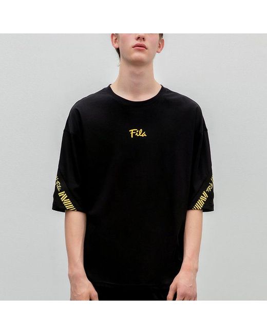 Fila Black Loose Short Sleeve Couple Style