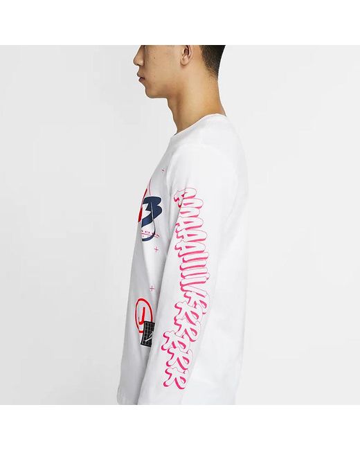 Nike White 23 Air Printing Casual Sports Round Neck Long Sleeves for men